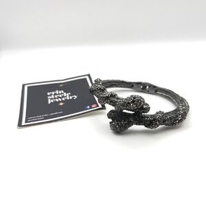 Erin‎ Steele Jewelry Black Crystal Snake Coil Hinged Bangle Bracelet